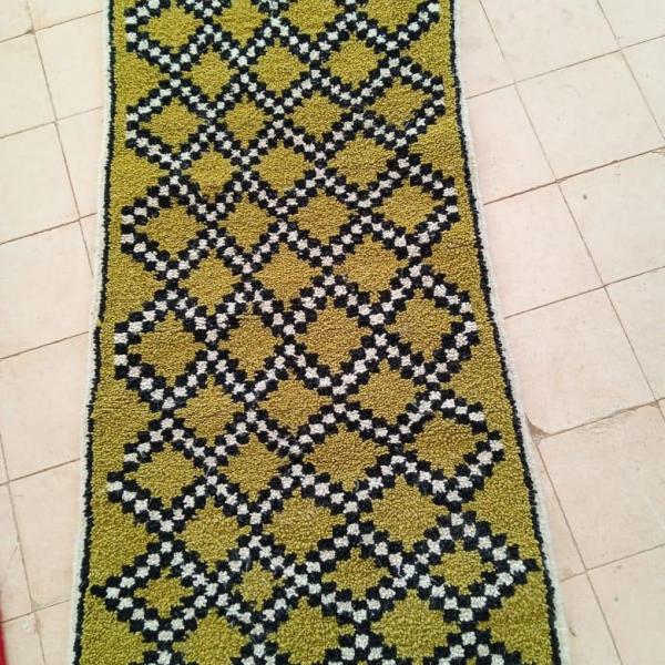 Tapis berbère Beni Ouarain vert olive et noir