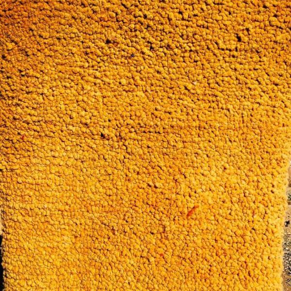 Tapis berbère uni moutarde avec franges